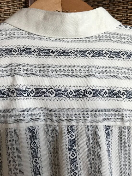 Wah Maker Nehru Collar Button-Down Shirt: Vintage 80s Paisley Navy White Size M - Picture 5 of 10